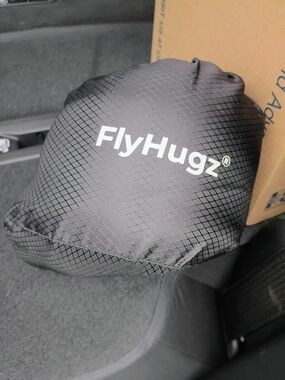 Fly Hugz Black Packable Travel Neck pillow In Drawstring Bag